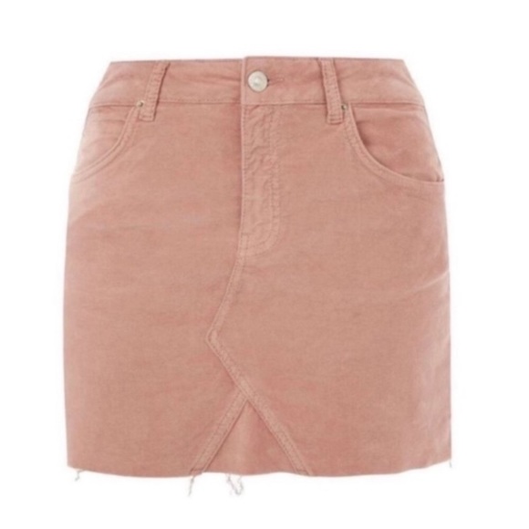 Topshop Moto Pink Velvet Raw Edge Mini Skirt - Picture 6 of 8